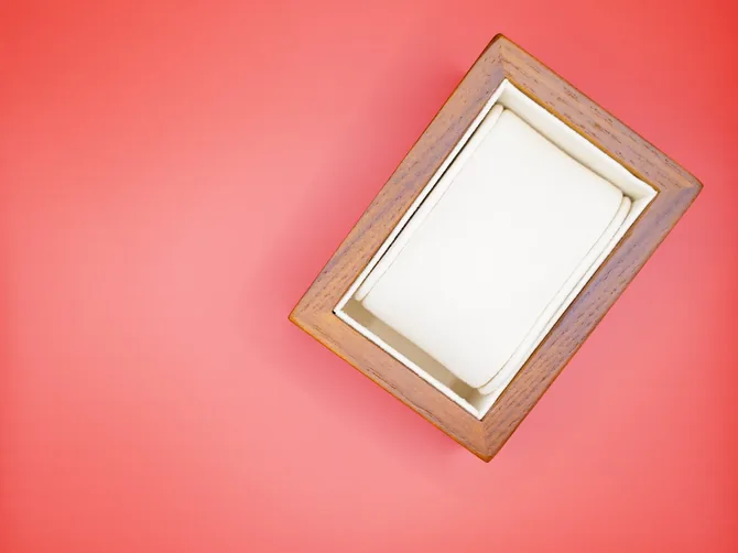 Typ.A watch case styled on a red background